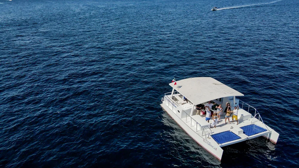 La Gringa Cabo — official 40ft private catamaran at The Arch in Cabo San Lucas