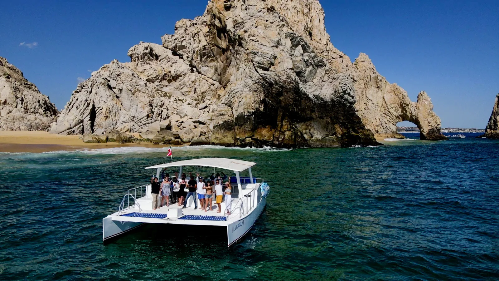 La Gringa Cabo — official 40ft private catamaran at The Arch in Cabo San Lucas