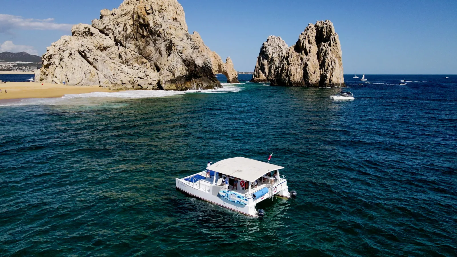 La Gringa Cabo — official 40ft private catamaran at The Arch in Cabo San Lucas